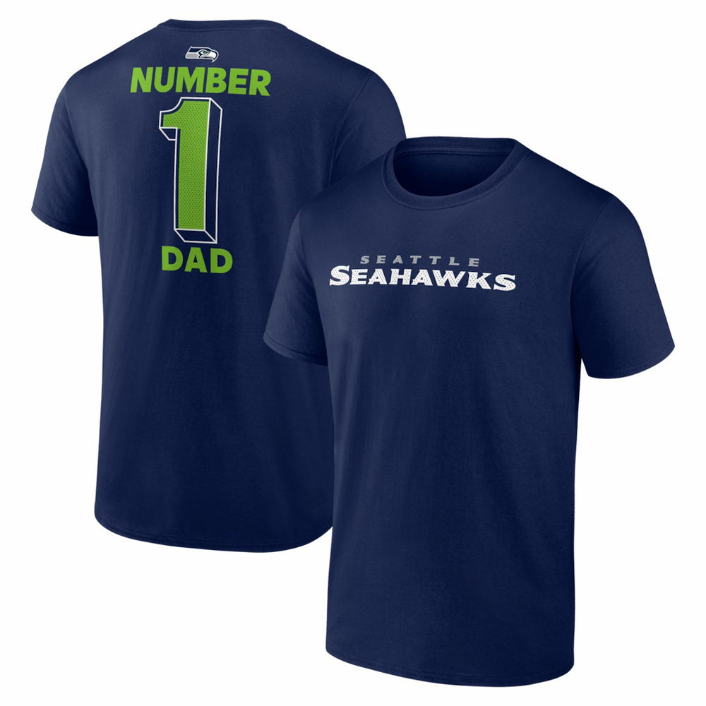 Seattle Seahawks #1 Dad Jersey T-Shirt - College Navy - NFL