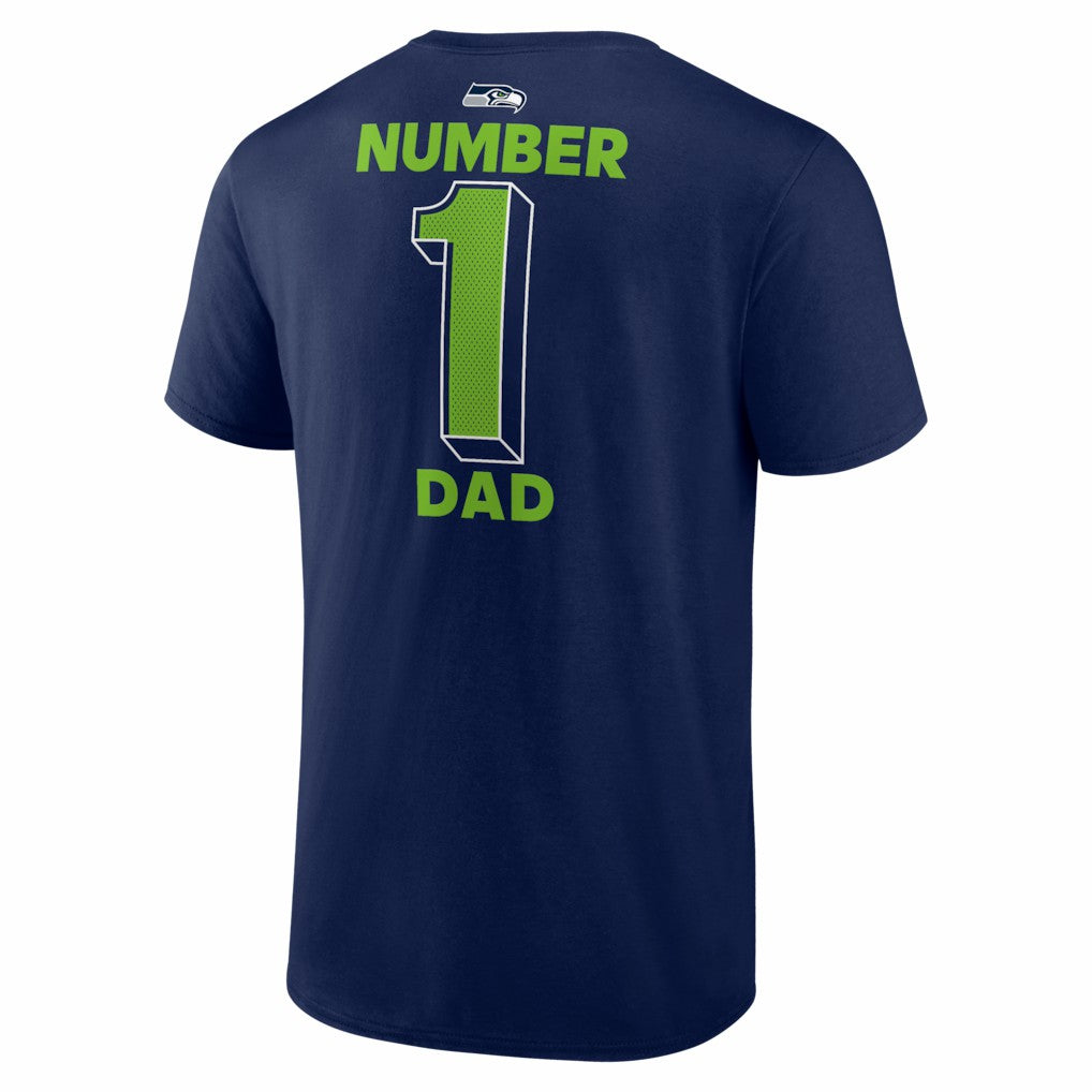 Seattle Seahawks #1 Dad Jersey T-Shirt - College Navy - NFL