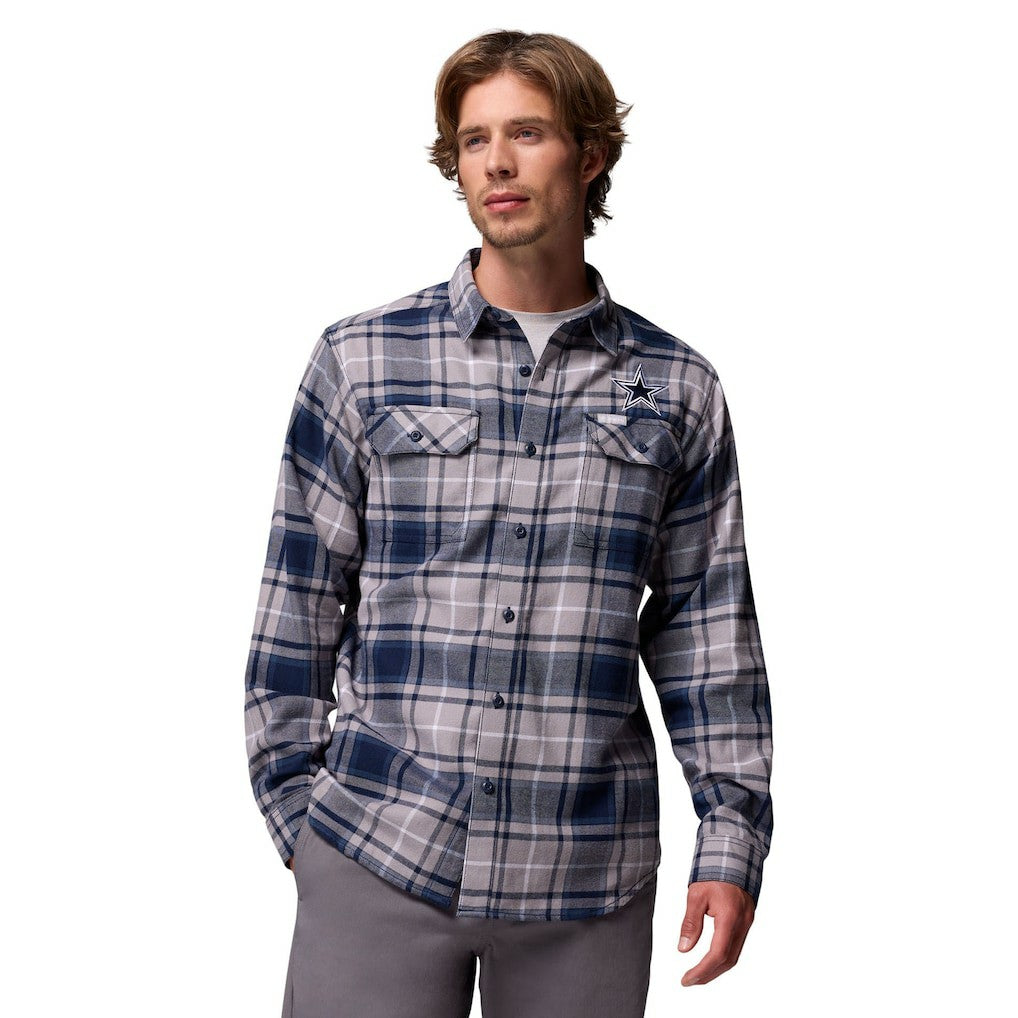 Dallas Cowboys Flare Gun Long-Sleeve Button-Up Flannel Shirt - Navy - Columbia