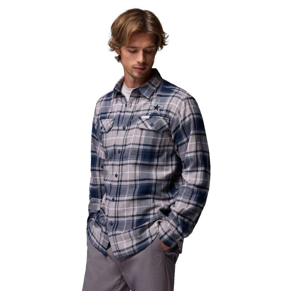 Dallas Cowboys Flare Gun Long-Sleeve Button-Up Flannel Shirt - Navy - Columbia