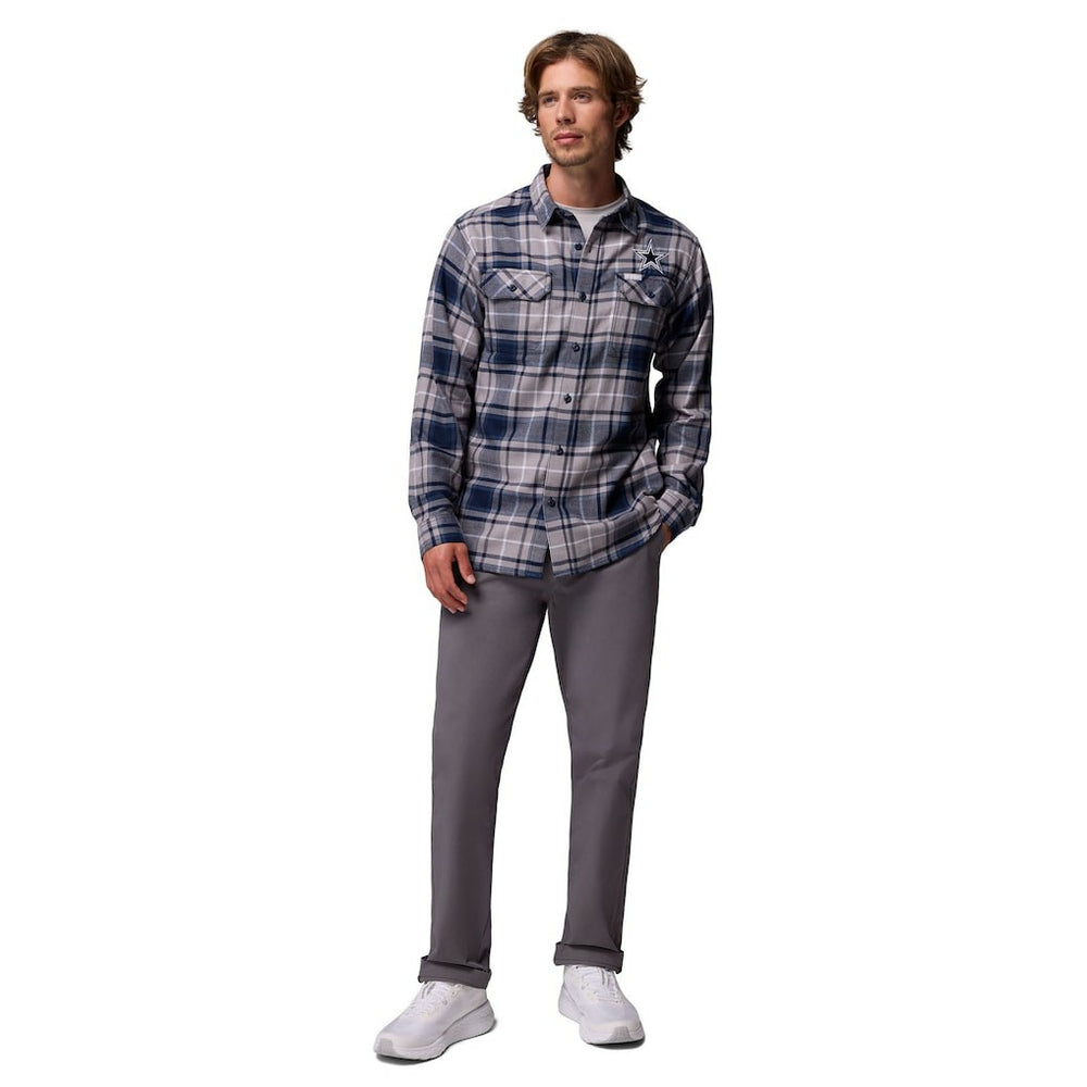 Dallas Cowboys Flare Gun Long-Sleeve Button-Up Flannel Shirt - Navy - Columbia