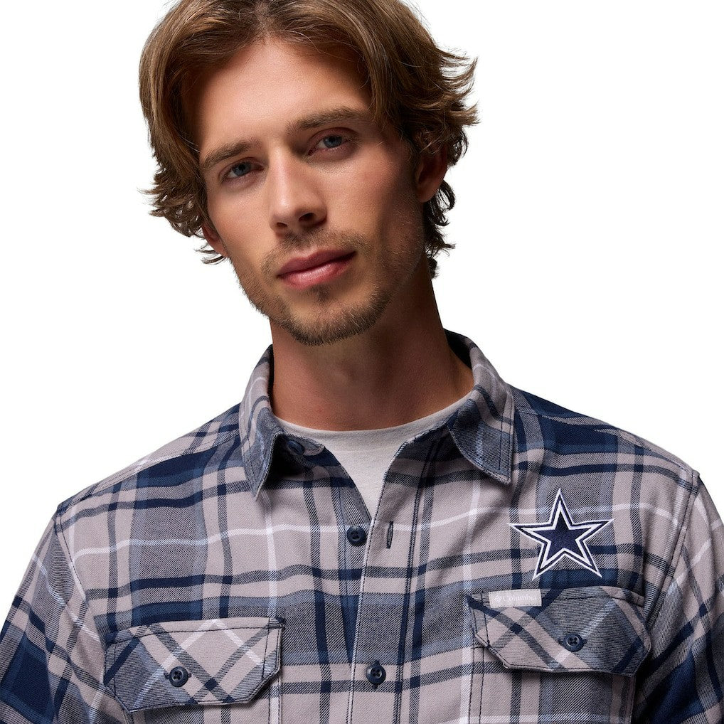 Dallas Cowboys Flare Gun Long-Sleeve Button-Up Flannel Shirt - Navy - Columbia