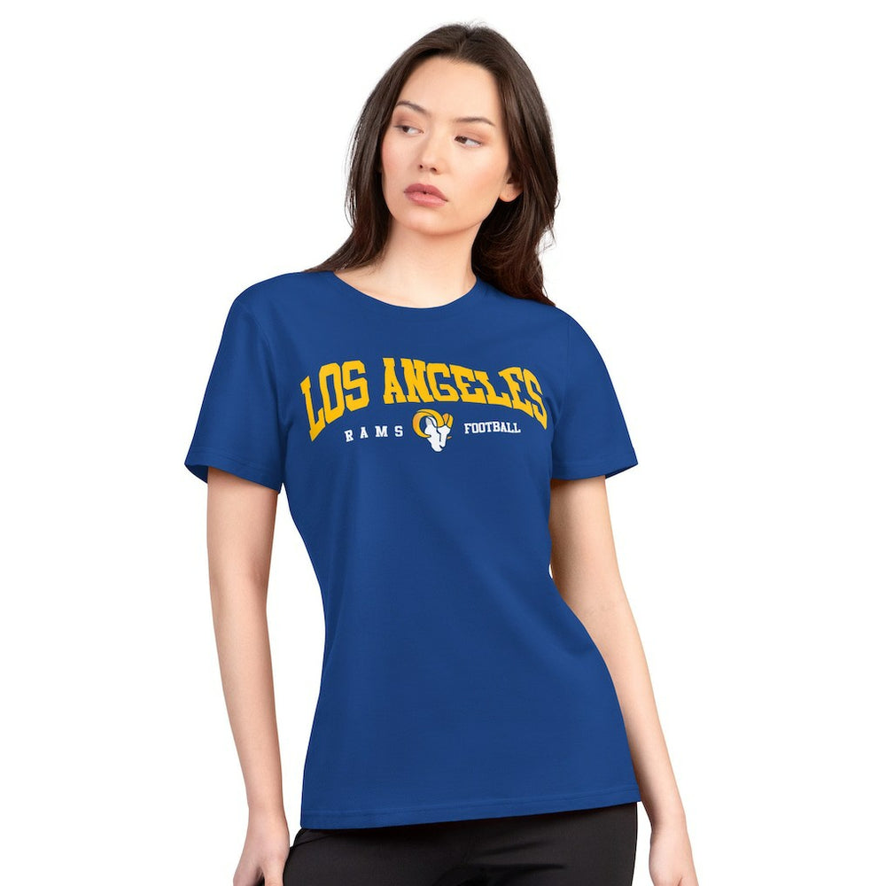 Los Angeles Rams G-III 4Her by Carl Banks Women's Super-Slim Lightweight Winning Crew T-Shirt - Royal - NFL