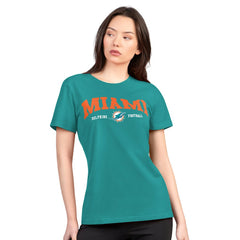 Miami Dolphins G-III 4Her by Carl Banks Women's Super-Slim Lightweight Winning Crew T-Shirt - Aqua - NFL