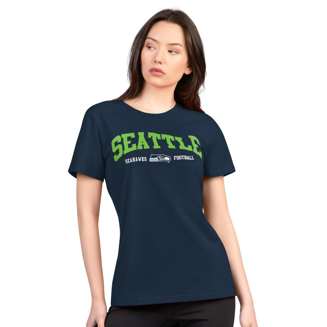 Seattle Seahawks G-III 4Her by Carl Banks Women's Super-Slim Lightweight Winning Crew T-Shirt - Navy - NFL
