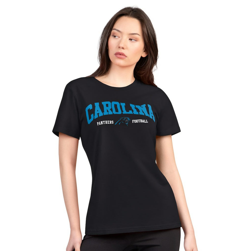 Carolina Panthers G-III 4Her by Carl Banks Women's Super-Slim Lightweight Winning Crew T-Shirt - Black - NFL