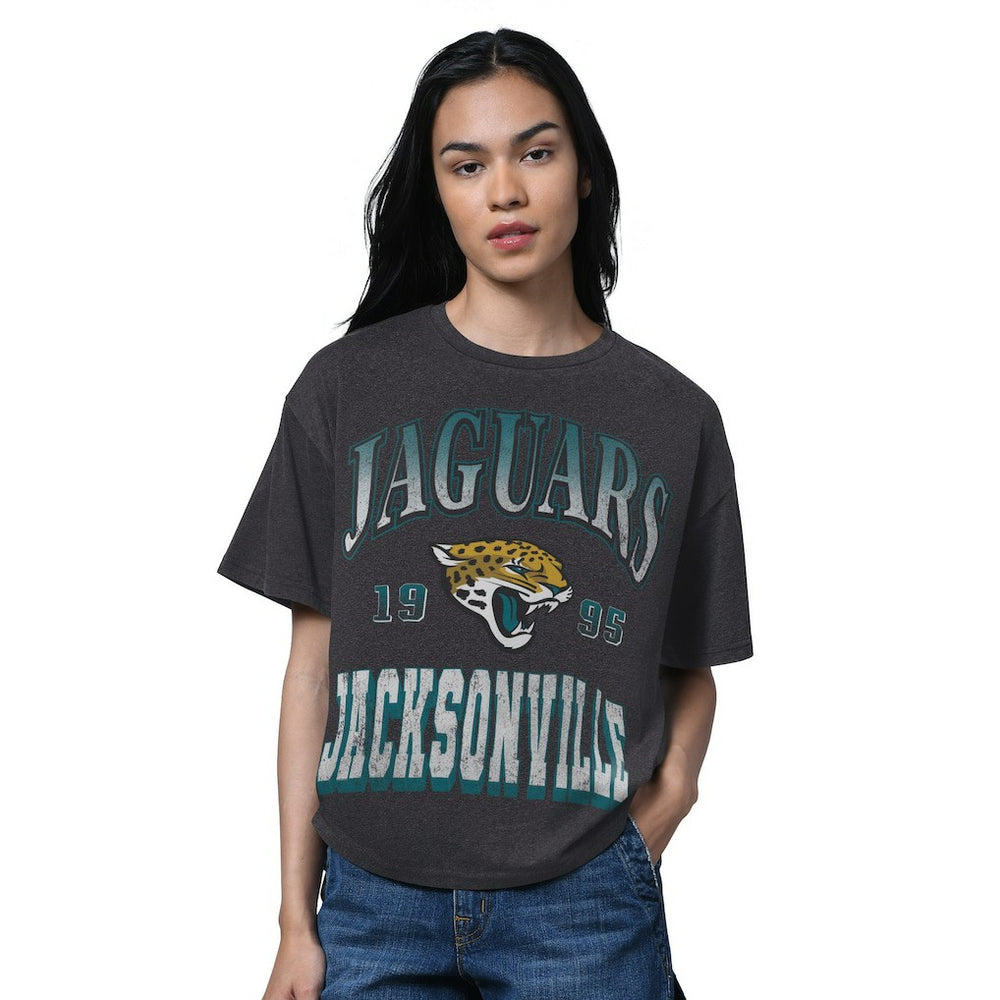 Jacksonville Jaguars Starter Women's Oversized Hall of Fame T-Shirt - Heather Black - NFL