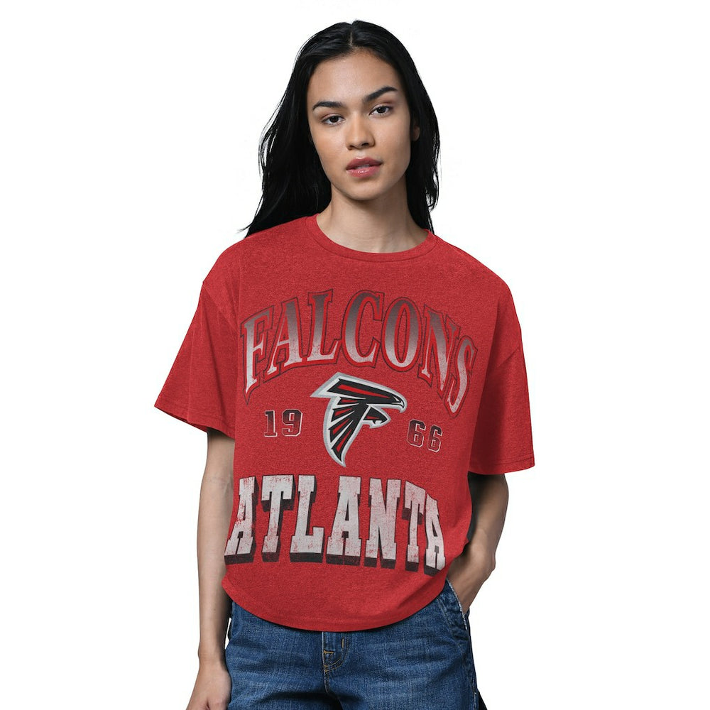 Atlanta Falcons Starter Women's Oversized Hall of Fame T-Shirt - Heather Red - NFL