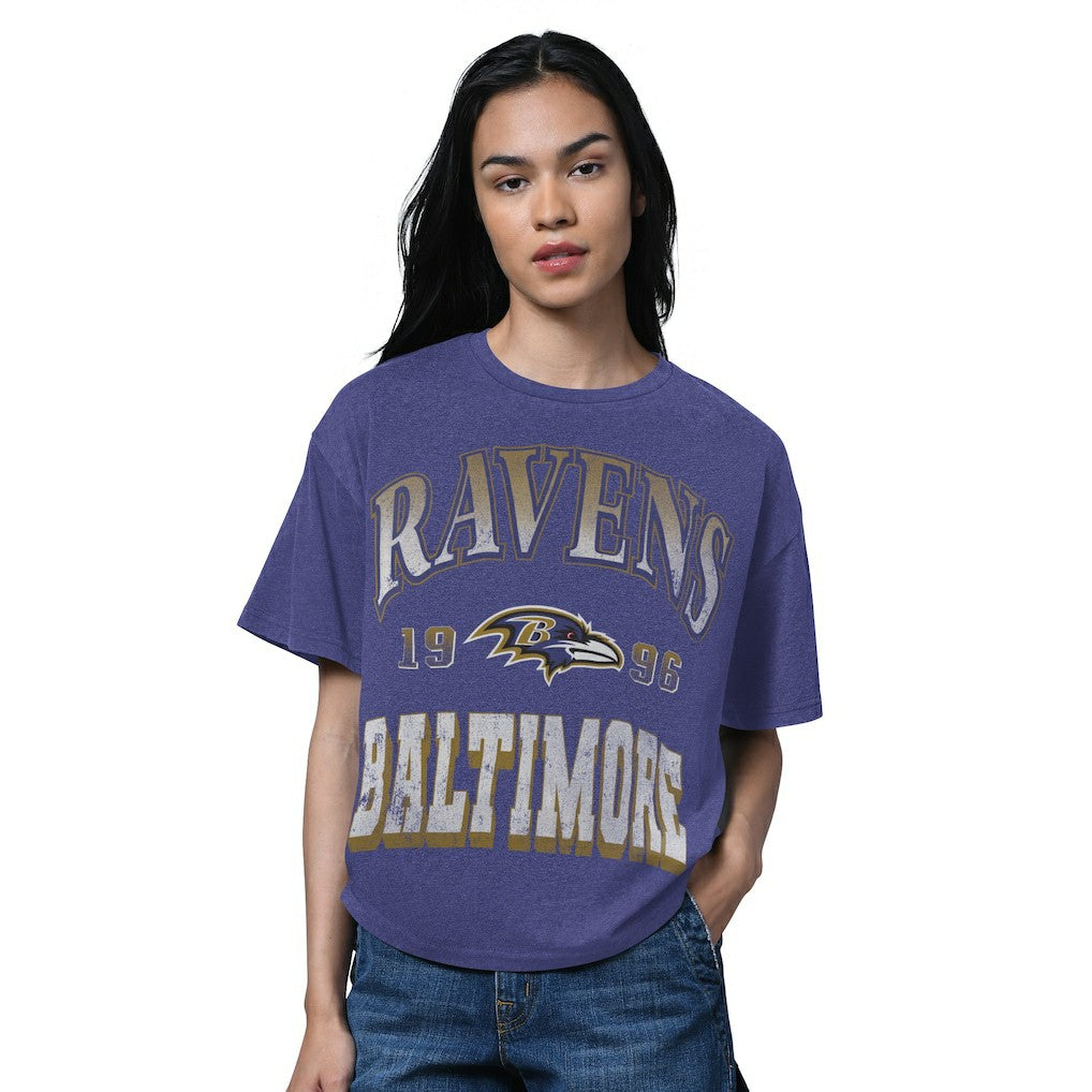 Baltimore Ravens Starter Women's Oversized Hall of Fame T-Shirt - Heather Purple - NFL