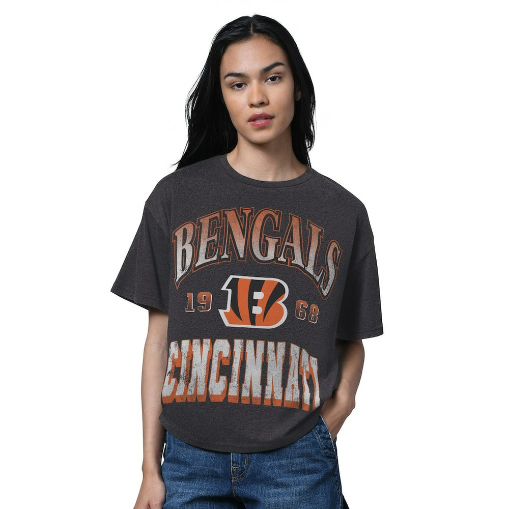 Cincinnati Bengals Starter Women's Oversized Hall of Fame T-Shirt - Heather Black - NFL