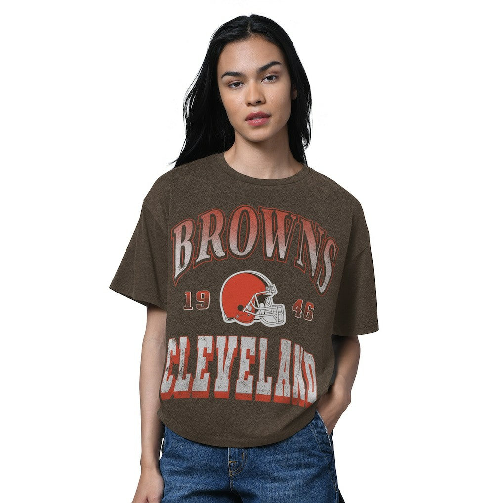 Cleveland Browns Starter Women's Oversized Hall of Fame T-Shirt - Heather Brown - NFL