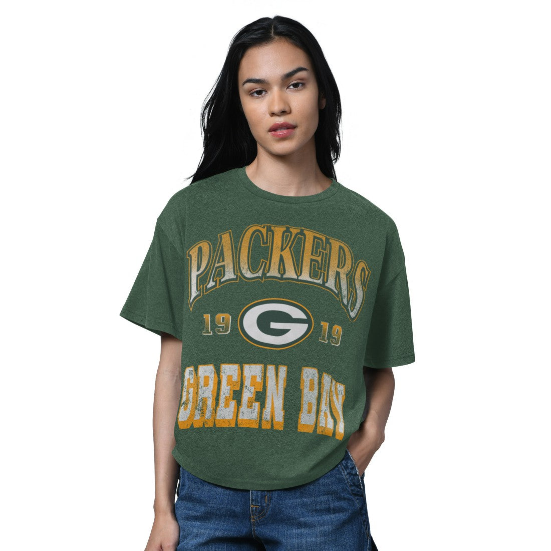 Green Bay Packers Starter Women's Oversized Hall of Fame T-Shirt - Heather Green - NFL