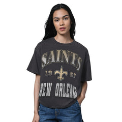 New Orleans Saints Starter Women's Oversized Hall of Fame T-Shirt - Heather Black - NFL