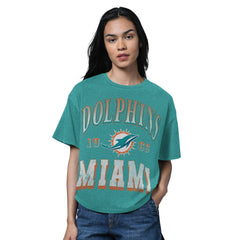 Miami Dolphins Starter Women's Oversized Hall of Fame T-Shirt - Heather Aqua - NFL