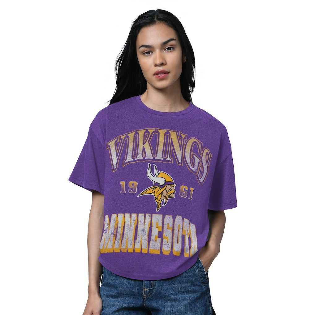 Minnesota Vikings Starter Women's Oversized Hall of Fame T-Shirt - Heather Purple - NFL