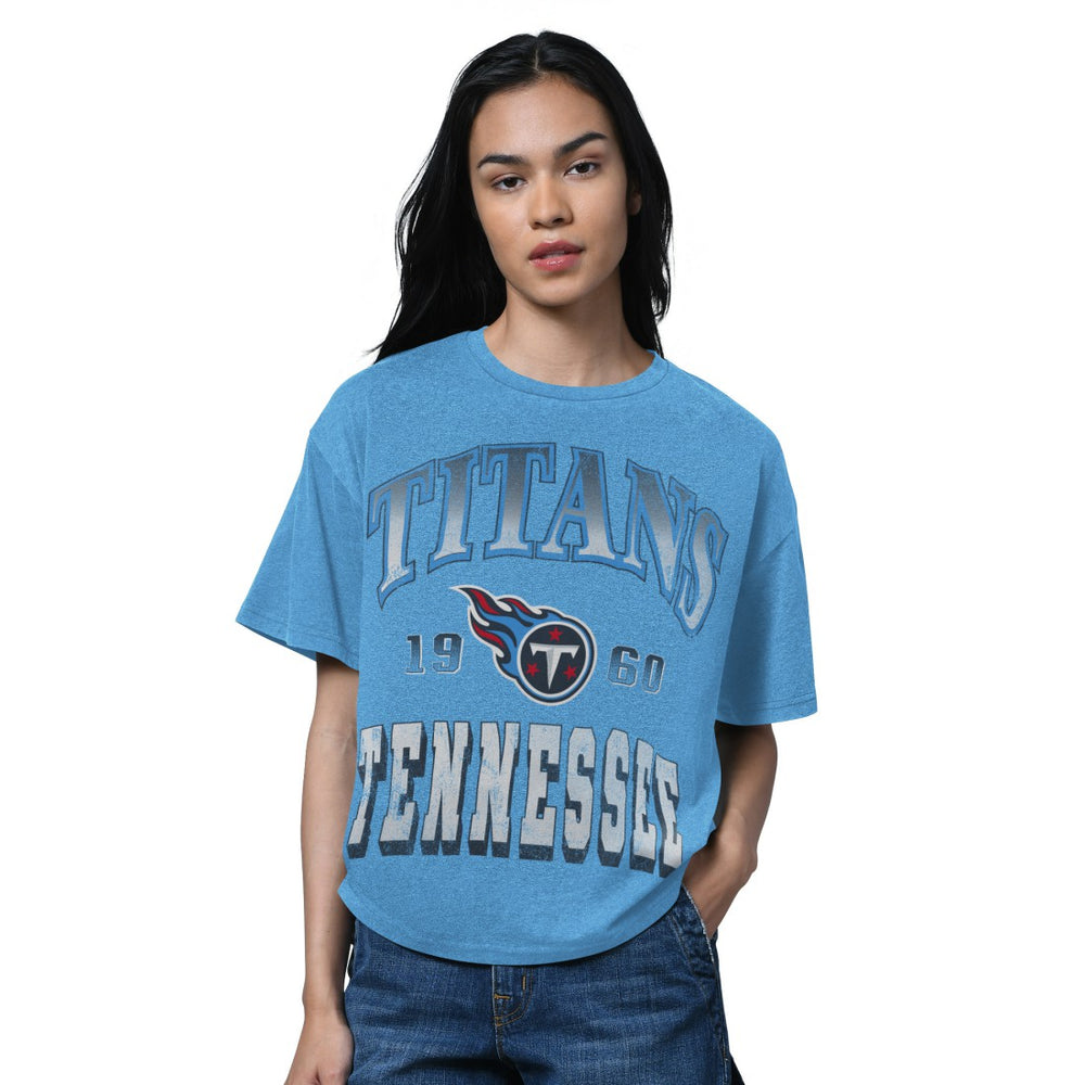Tennessee Titans Starter Women's Oversized Hall of Fame T-Shirt - Light Blue - NFL