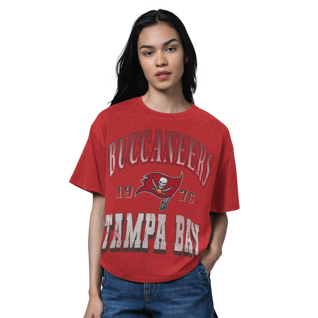 Tampa Bay Buccaneers Starter Women's Oversized Hall of Fame T-Shirt - Heather Red - NFL