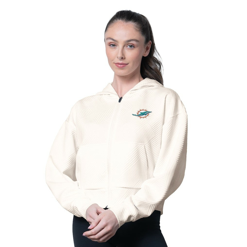 Miami Dolphins MSX by Michael Strahan Women's Eleanor Full-Zip Hoodie - Cream - NFL
