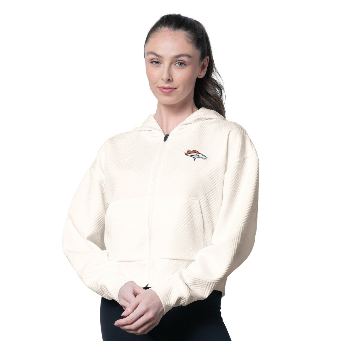 Denver Broncos MSX by Michael Strahan Women's Eleanor Full-Zip Hoodie - Cream - NFL