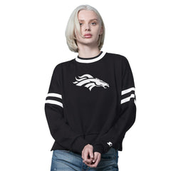 Denver Broncos Starter Women's Rally Drop Shoulder Cropped Sweatshirt - Black - NFL