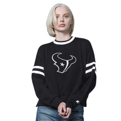 Houston Texans Starter Women's Rally Drop Shoulder Cropped Sweatshirt - Black - NFL