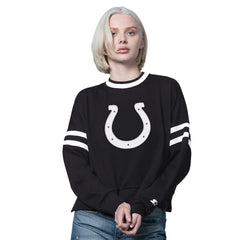 Indianapolis Colts Starter Women's Rally Drop Shoulder Cropped Sweatshirt - Black - NFL