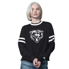 Chicago Bears Starter Women's Rally Drop Shoulder Cropped Sweatshirt - Black - NFL