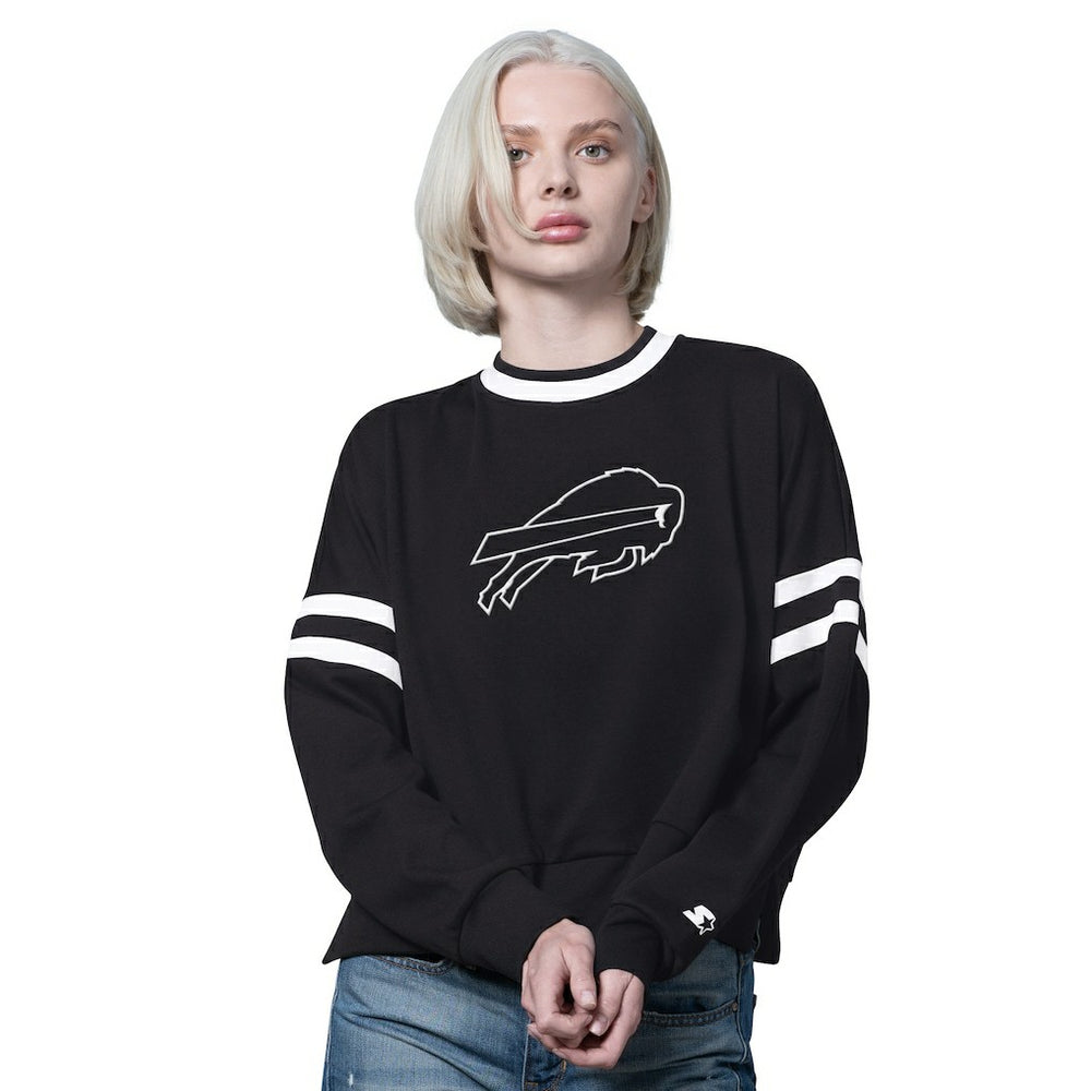 Buffalo Bills Starter Women's Rally Drop Shoulder Cropped Sweatshirt - Black - NFL