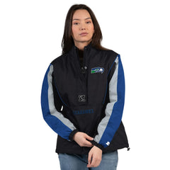 Seattle Seahawks Starter Women's Thursday Night Gridiron Half-Zip Jacket - Black/College Navy - NFL