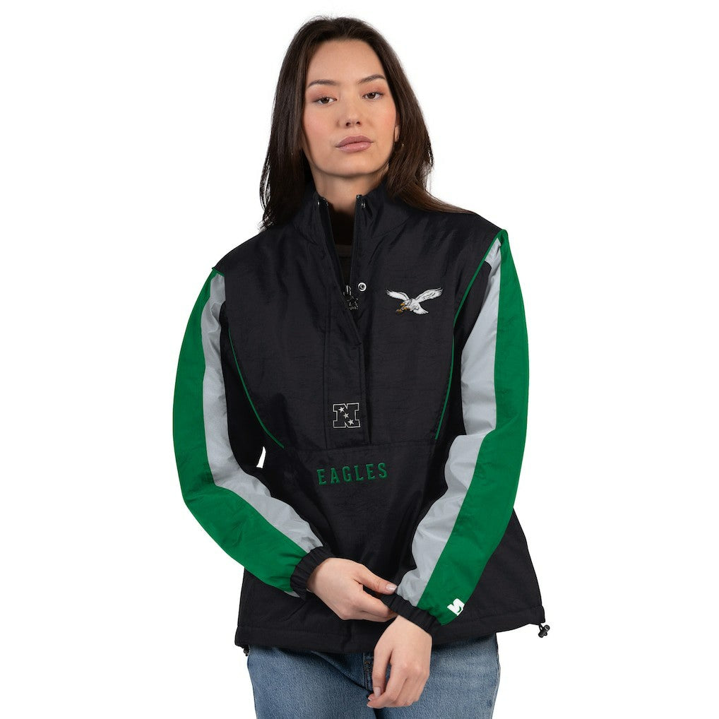 Philadelphia Eagles Starter Women's Thursday Night Gridiron Half-Zip Jacket - Black/Kelly Green - NFL