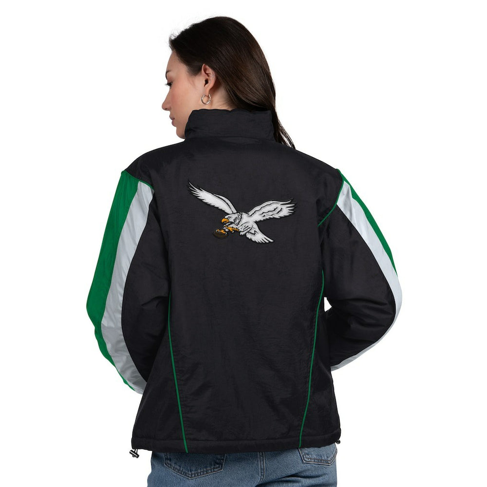 Philadelphia Eagles Starter Women's Thursday Night Gridiron Half-Zip Jacket - Black/Kelly Green - NFL