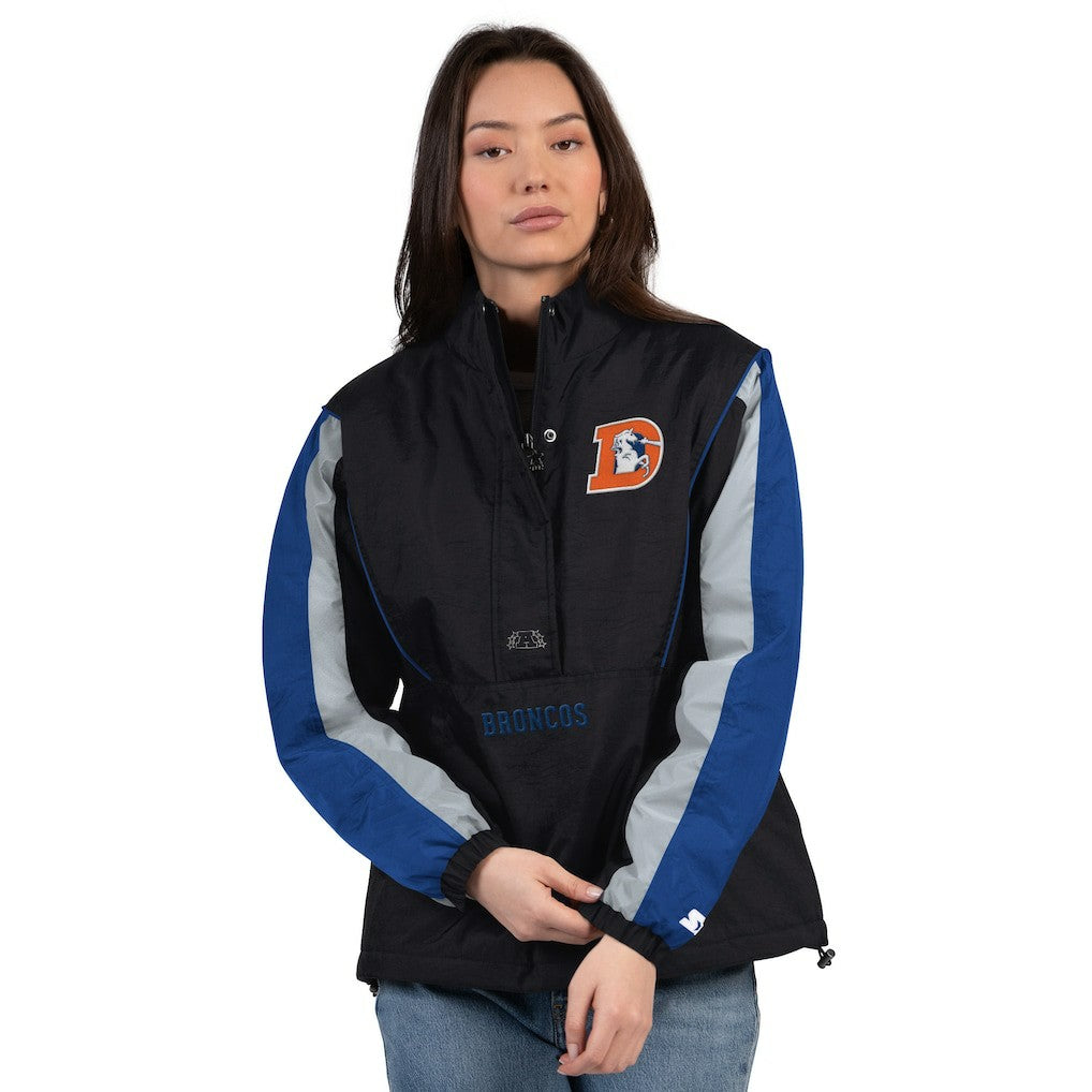 Denver Broncos Starter Women's Thursday Night Gridiron Half-Zip Jacket - Black/Navy - NFL