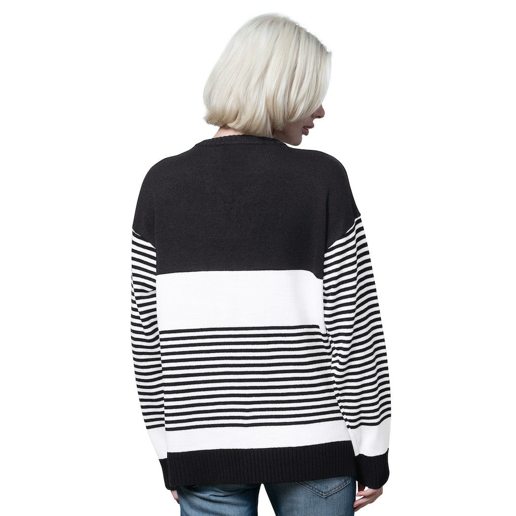 Chicago Bears Starter Women's No Huddle Striped V-Neck Sweater - Black - NFL
