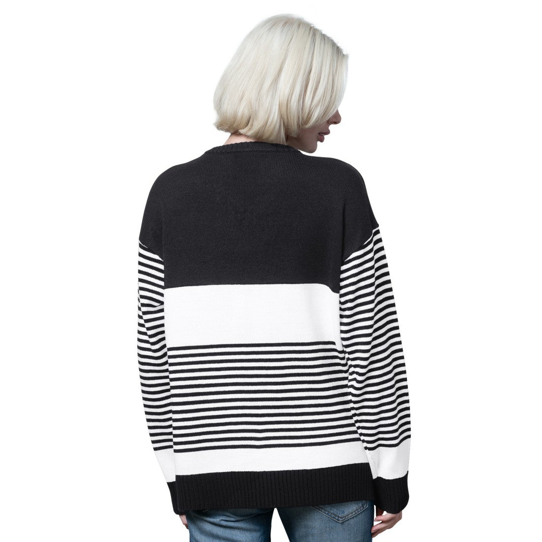 Detroit Lions Starter Women's No Huddle Striped V-Neck Sweater - Black - NFL
