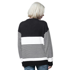 Green Bay Packers Starter Women's No Huddle Striped V-Neck Sweater - Black - NFL