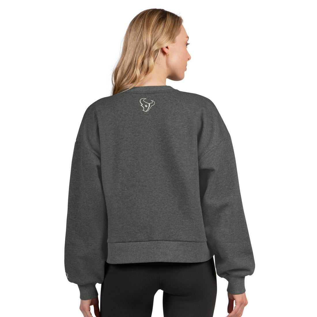 Houston Texans Starter Women's Show Up Cropped Fleece Pullover Sweatshirt - Heather Gray - NFL