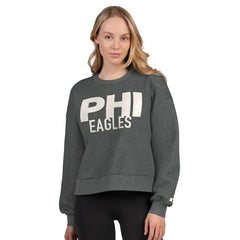 Philadelphia Eagles Starter Women's Show Up Cropped Fleece Pullover Sweatshirt - Heather Gray - NFL