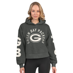 Green Bay Packers Starter Women's Star Player Cropped Fleece Pullover Hoodie - Heather Charcoal - NFL