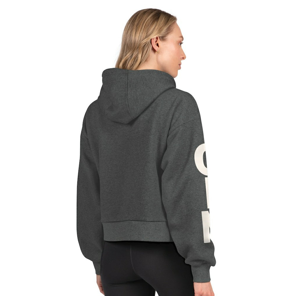 Cincinnati Bengals Starter Women's Star Player Cropped Fleece Pullover Hoodie - Heather Charcoal - NFL