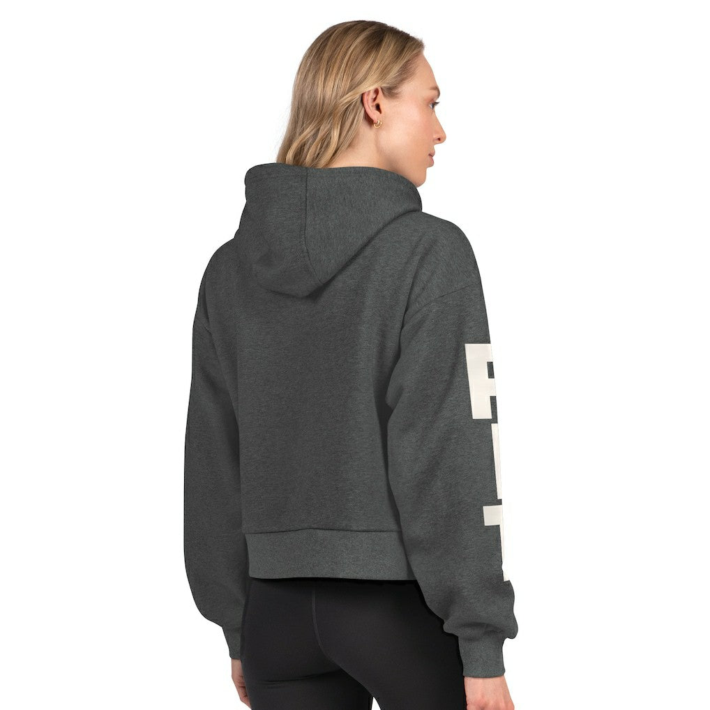 Pittsburgh Steelers Starter Women's Star Player Cropped Fleece Pullover Hoodie - Heather Charcoal - NFL