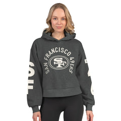 San Francisco 49ers Starter Women's Star Player Cropped Fleece Pullover Hoodie - Heather Charcoal - NFL