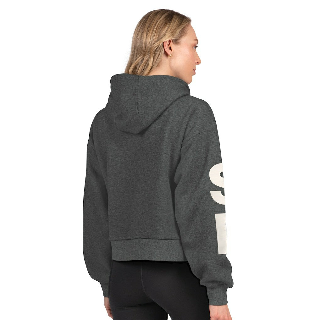 San Francisco 49ers Starter Women's Star Player Cropped Fleece Pullover Hoodie - Heather Charcoal - NFL