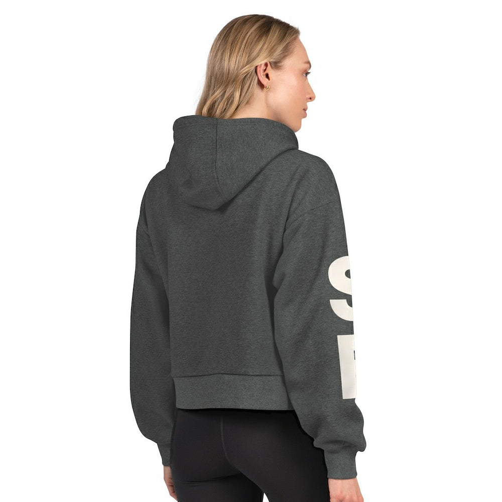 San Francisco 49ers Starter Women's Star Player Cropped Fleece Pullover Hoodie - Heather Charcoal - NFL