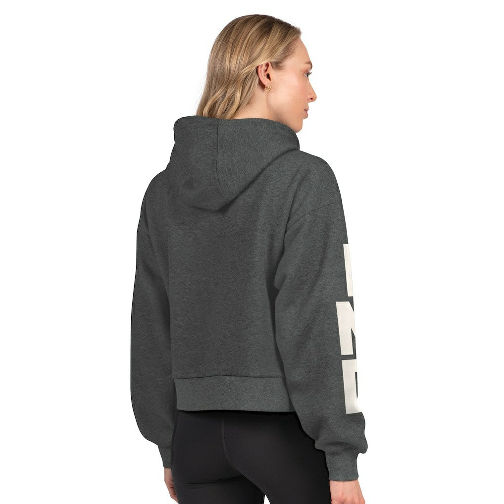 Indianapolis Colts Starter Women's Star Player Cropped Fleece Pullover Hoodie - Heather Charcoal - NFL