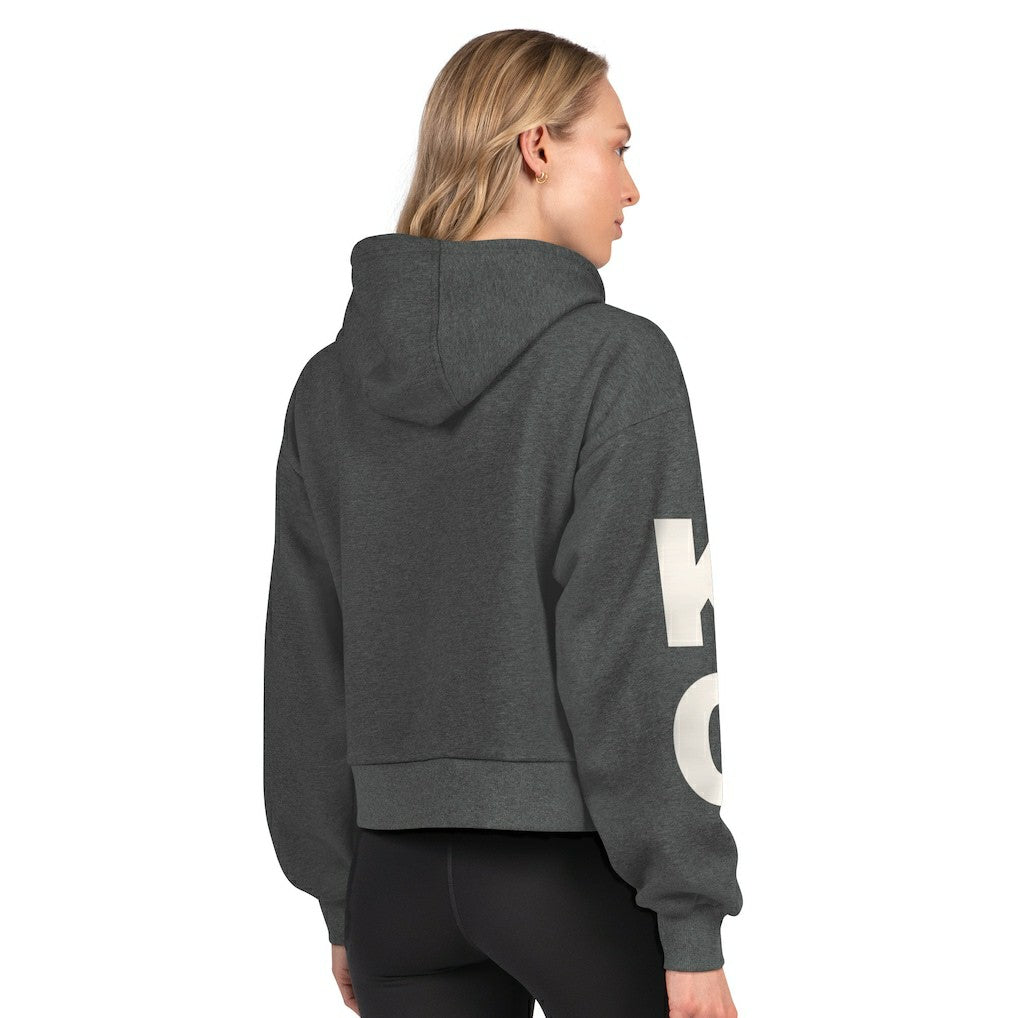 Kansas City Chiefs Starter Women's Star Player Cropped Fleece Pullover Hoodie - Heather Charcoal - NFL