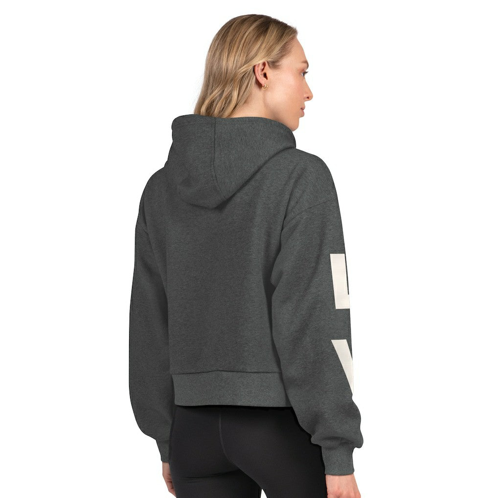 Las Vegas Raiders Starter Women's Star Player Cropped Fleece Pullover Hoodie - Heather Charcoal - NFL
