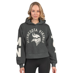 Minnesota Vikings Starter Women's Star Player Cropped Fleece Pullover Hoodie - Heather Charcoal - NFL