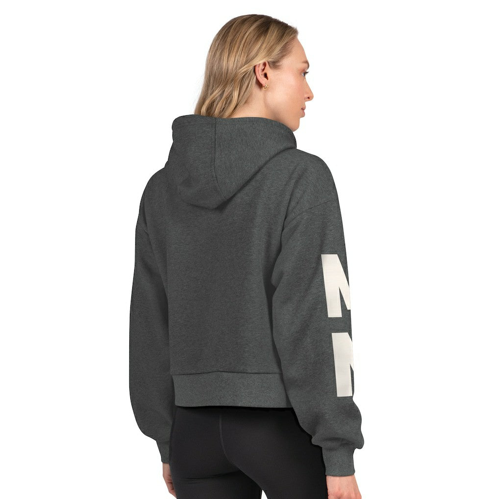 Minnesota Vikings Starter Women's Star Player Cropped Fleece Pullover Hoodie - Heather Charcoal - NFL