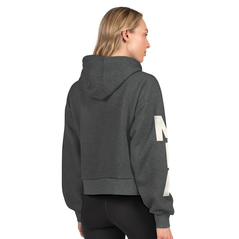 Miami Dolphins Starter Women's Star Player Cropped Fleece Pullover Hoodie - Heather Charcoal - NFL