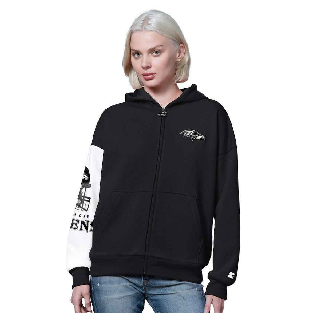 Baltimore Ravens Starter Women's 4th Down Full-Zip Hoodie - Black - NFL